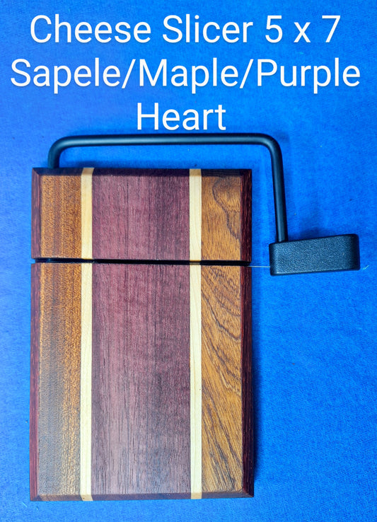 Cheese Slicer  Sapele / Maple / Purple Heart  5 x 7